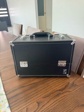 Black Hard Case Train / Makeup Case with Silver Hardware